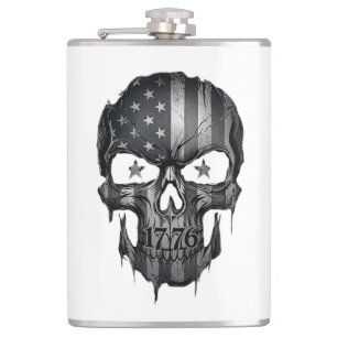 1776 American Flag Skull Patriotic USA 250th Flask