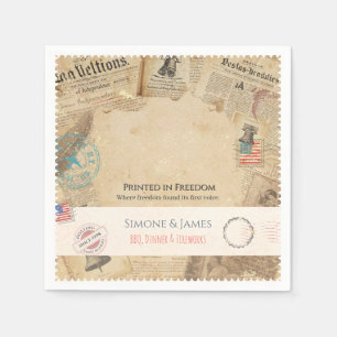 1776 Colonial Americana Newspaper Design Napkin