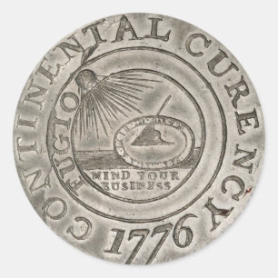 1776 Continental Currency Coin American Revolution Classic Round Sticker