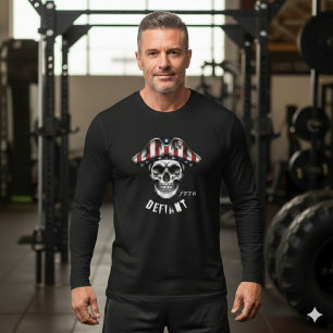1776 Defiant Skull Patriot Long Sleeve T-Shirt 