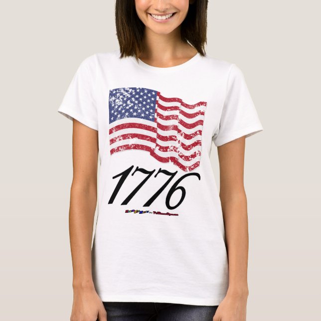 1776 Distressed American Flag T-Shirt (Front)