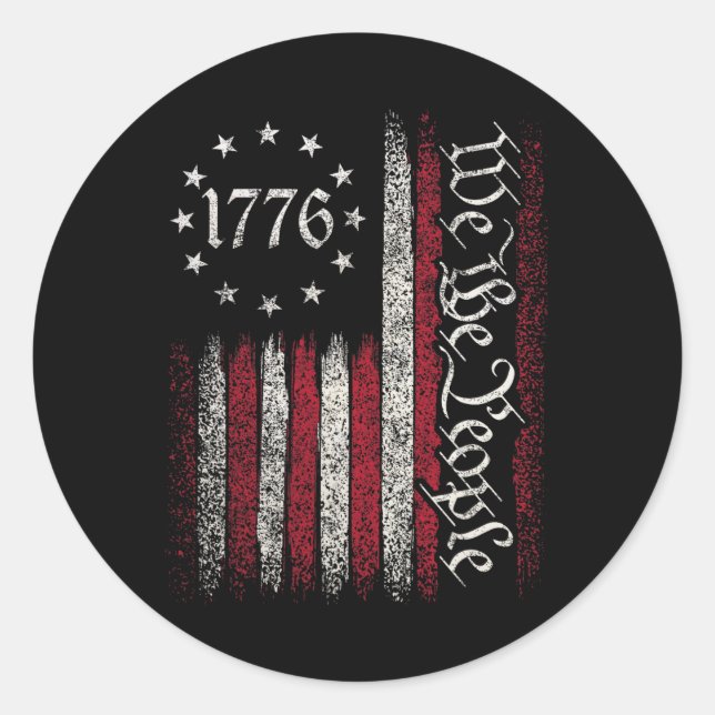 1776 Flag Constitution Independence Day American P Classic Round Sticker (Front)