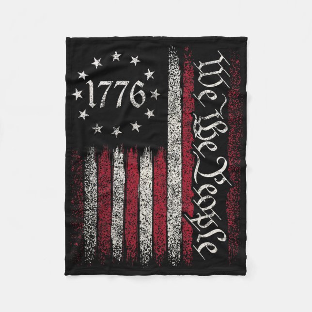 1776 Flag Constitution Independence Day American P Fleece Blanket (Front)