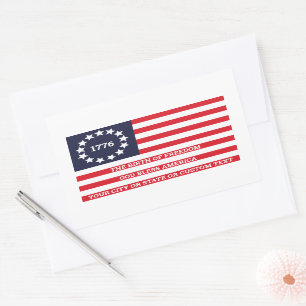 1776 Flag Optional Text American Betsy Ross Rectangular Sticker