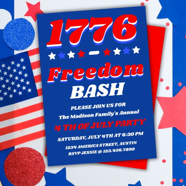 1776 Freedom Bash 4th of July Celebration Invitation (Creator Uploaded)