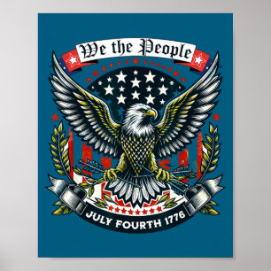 1776 Life Liberty Pursuit Happiness Illustration Poster