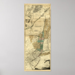 1776 map of New York, New Jersey and Quebec Poster