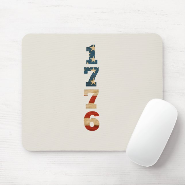 1776 Patriotic American Flag Mouse Mat (With Mouse)
