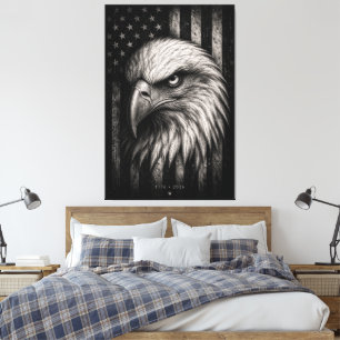 1776 Patriotic Bald Eagle American Flag  Canvas Print