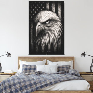 1776 Patriotic Bald Eagle American Flag Canvas Print