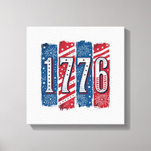 1776 Patriotic Fireworks Vintage Vector Design_1 Canvas Print