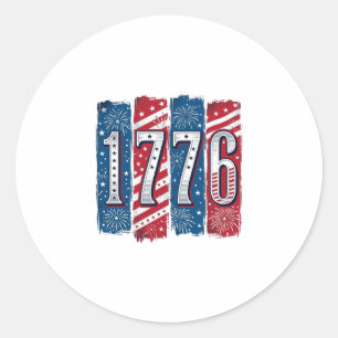1776 Patriotic Fireworks Vintage Vector Design_1 Classic Round Sticker