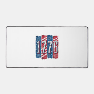 1776 Patriotic Fireworks Vintage Vector Design_1 Desk Mat