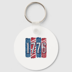 1776 Patriotic Fireworks Vintage Vector Design_1 Key Ring
