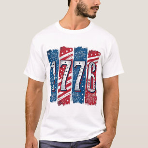 1776 Patriotic Fireworks Vintage Vector Design_1 T-Shirt