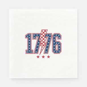 1776 Patriotic Lightning Bolt Vintage Graphic Tee_ Napkin