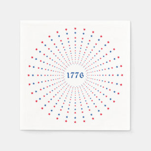 1776 red white blue stars fireworks patriotic napkin