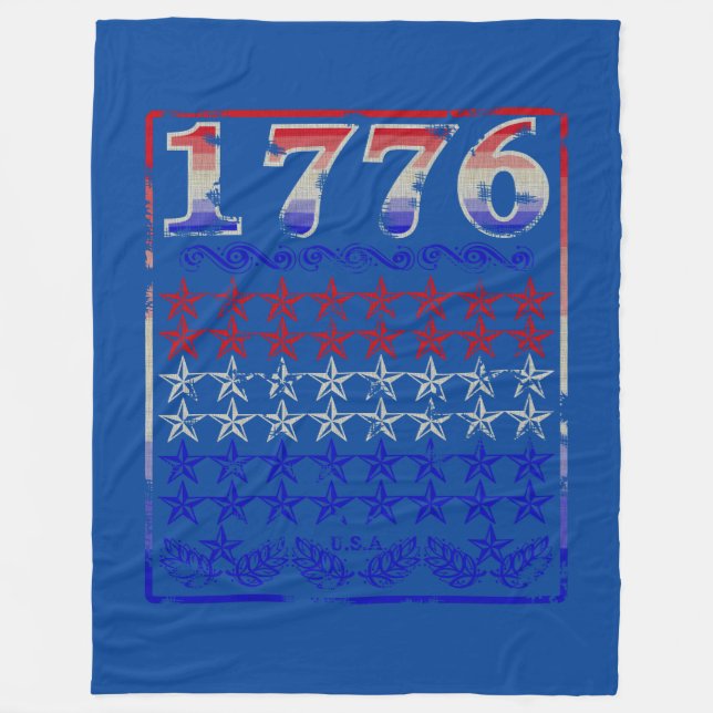 1776- Stars Faded Fleece Blanket (Front)