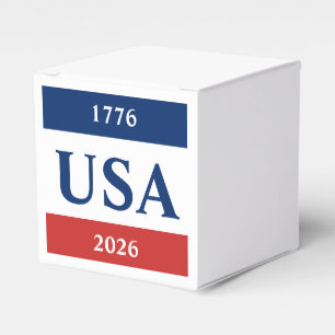1776 USA 2026 Red White and Blue Patriotic Favour Box