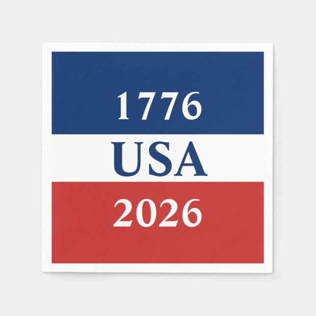 1776 USA 2026 Red White and Blue Patriotic Napkin (Front)