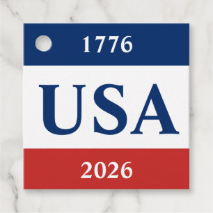 1776 USA 2026 Red White and Blue Thank You Favour Tags