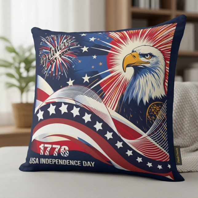  1776 USA Independence Day Cushion (Freedom’s finest home accent.)