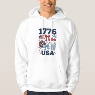 1776 USA Patriotic Coquette Vector Design_1 Hoodie