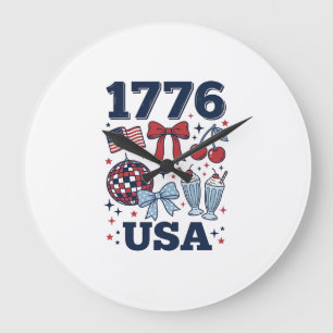 1776 USA Patriotic Coquette Vector Design_1 Large Clock