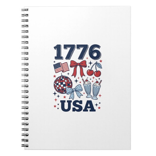1776 USA Patriotic Coquette Vector Design_1 Notebook (Front)