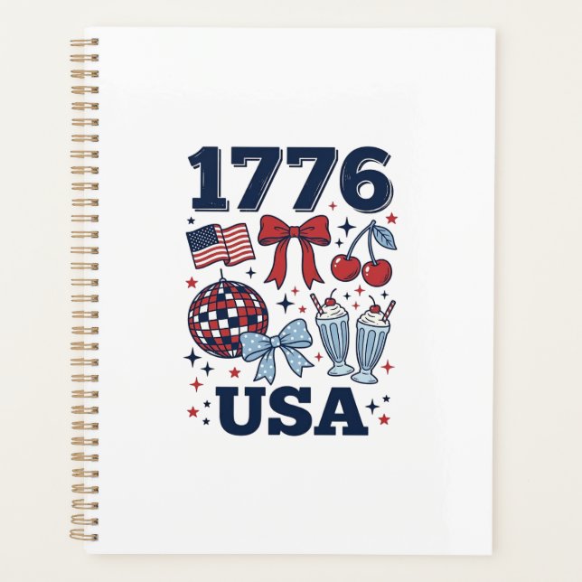 1776 USA Patriotic Coquette Vector Design_1 Planner (Front)