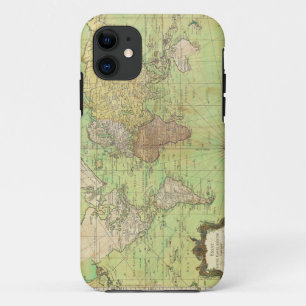 1778 Bellin Nautical Chart or Map of the World iPhone 11 Case