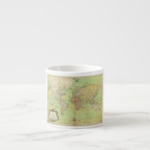 1778 Bellin Nautical Chart or Map of the World Espresso Cup