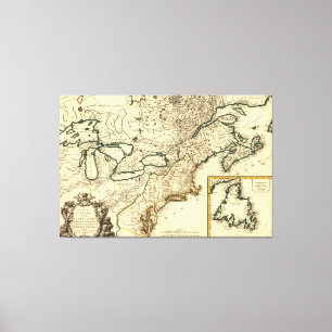 1778 Map of Canada and the United States Canvas Print