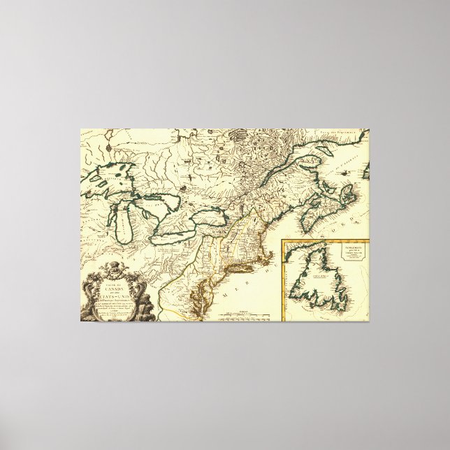 1778 Map of Canada and the United States Canvas Print (Front)