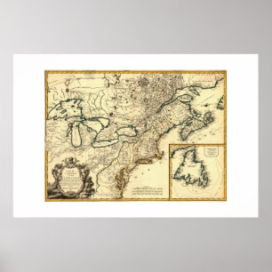 1778 Map of Canada and the United States Poster