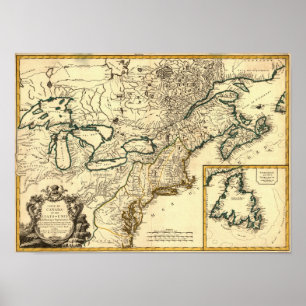 1778 Map of Canada and the United States Poster