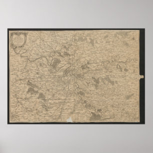 1780 Map of Paris, Historic City Map, Antique Plan Poster