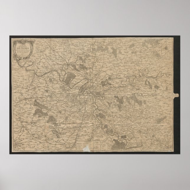 1780 Map of Paris, Historic City Map, Antique Plan Poster (Front)