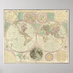 1780 Map of the World Poster