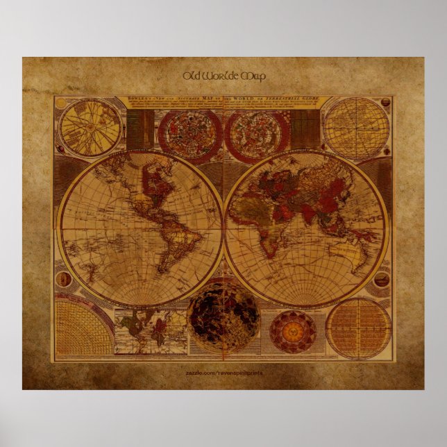 1780 Old World Map on Parchment effect Art Poster (Front)