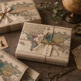 1783 Vintage World Map Art Print Wrapping Paper Sheet