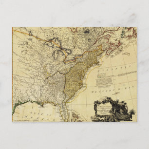 1784 Map of the United States of America by Faden Postcard