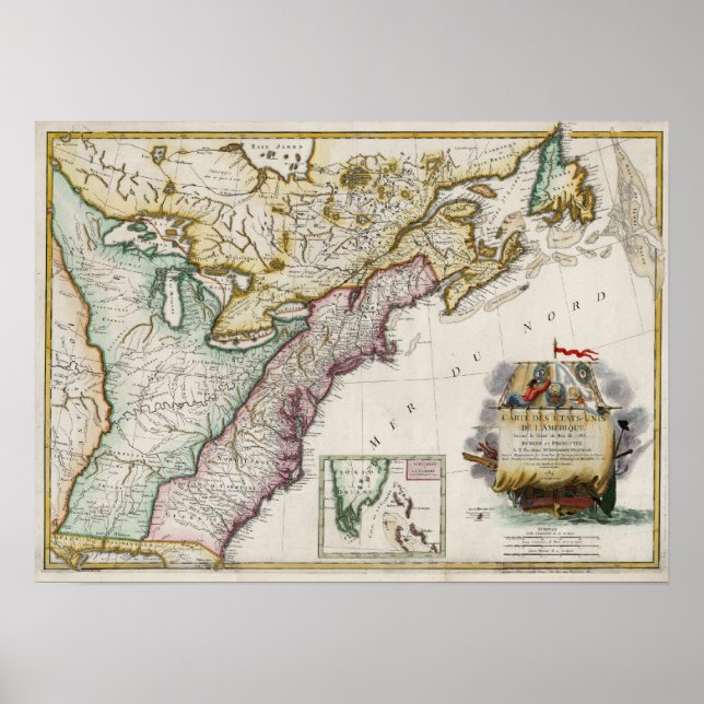 1784 Map of the United States of America Poster (Front)