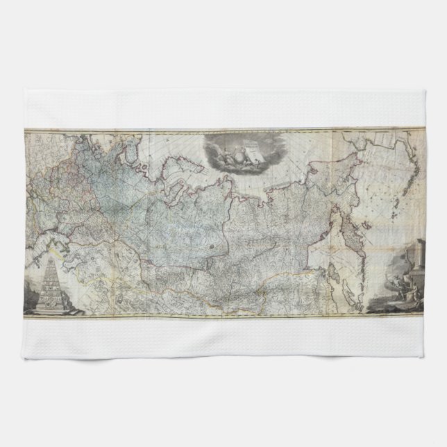 1787 Wall Map of the Russian Empire Tea Towel (Horizontal)
