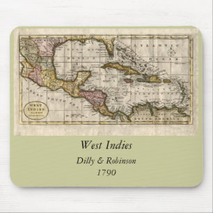 1790 Map of The West Indies by Dilly and Robinson Mouse Mat