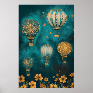 1791 Floating Hot Air Balloons Poster