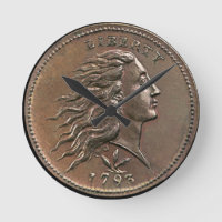 1793 Flowing Hair Large Cent Acrylic Wall Clock