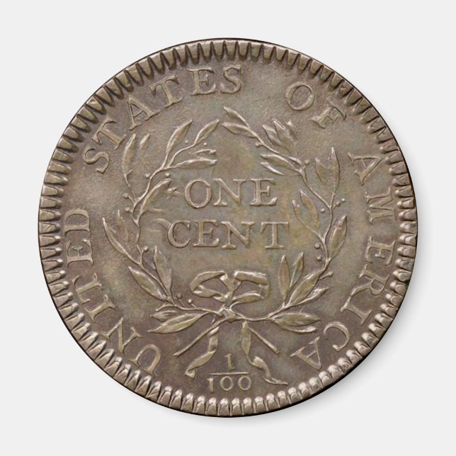 1793 Flowing Hair Large Cent reverse Magnet (Front)