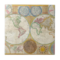 1794 Samuel Dunn Map of the World in Hemispheres
