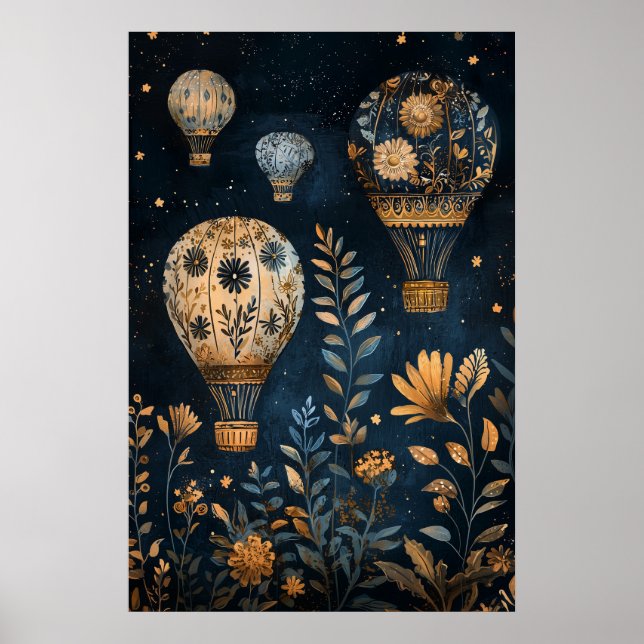 1795 Floating Hot Air Balloons Poster (Front)